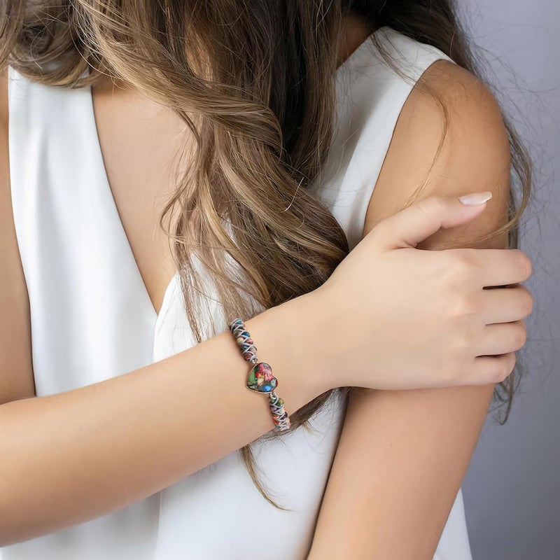 BABORI Jasper Heart Bracelet Adjustable Imperial Stone Beaded Braided Handmade Bracelet for Women Birthday Anniversary Mothers Day Christmas Graduation Jewelry Gifts for Her Mother Daughter - Image 2